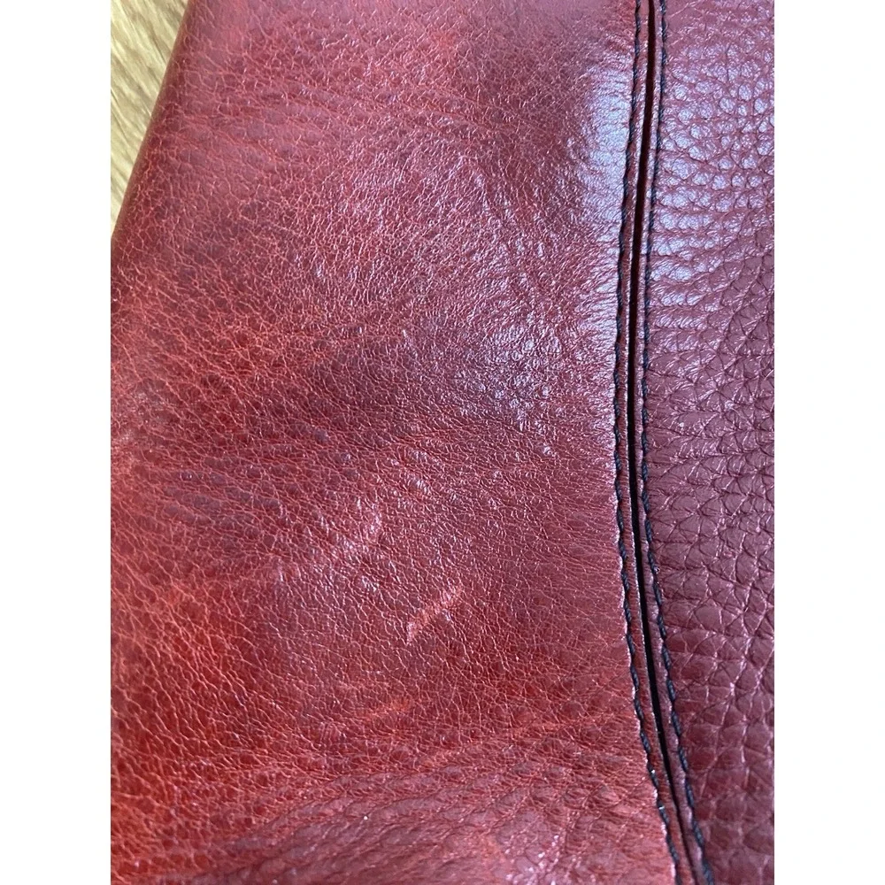 Vintage Brighton Charlotte Red Leather Shoulder Bag Braided‎ Strap Silver